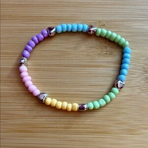 Easter colors with hearts Beaded Bracelet